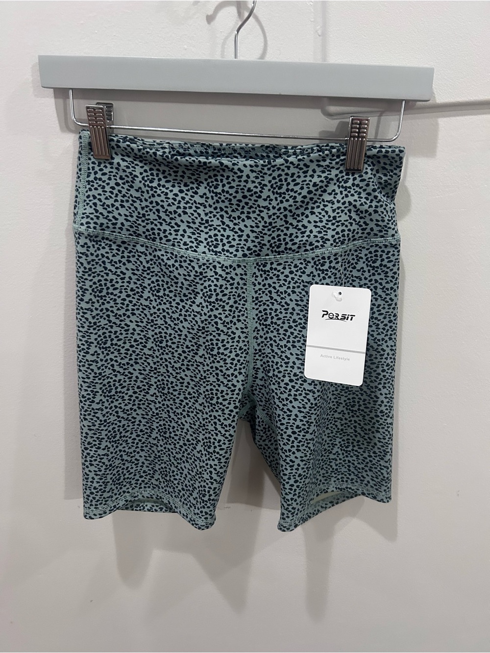 Women’s Active Biker Shorts Small Gray Green Cheetah Print Brand New Persit